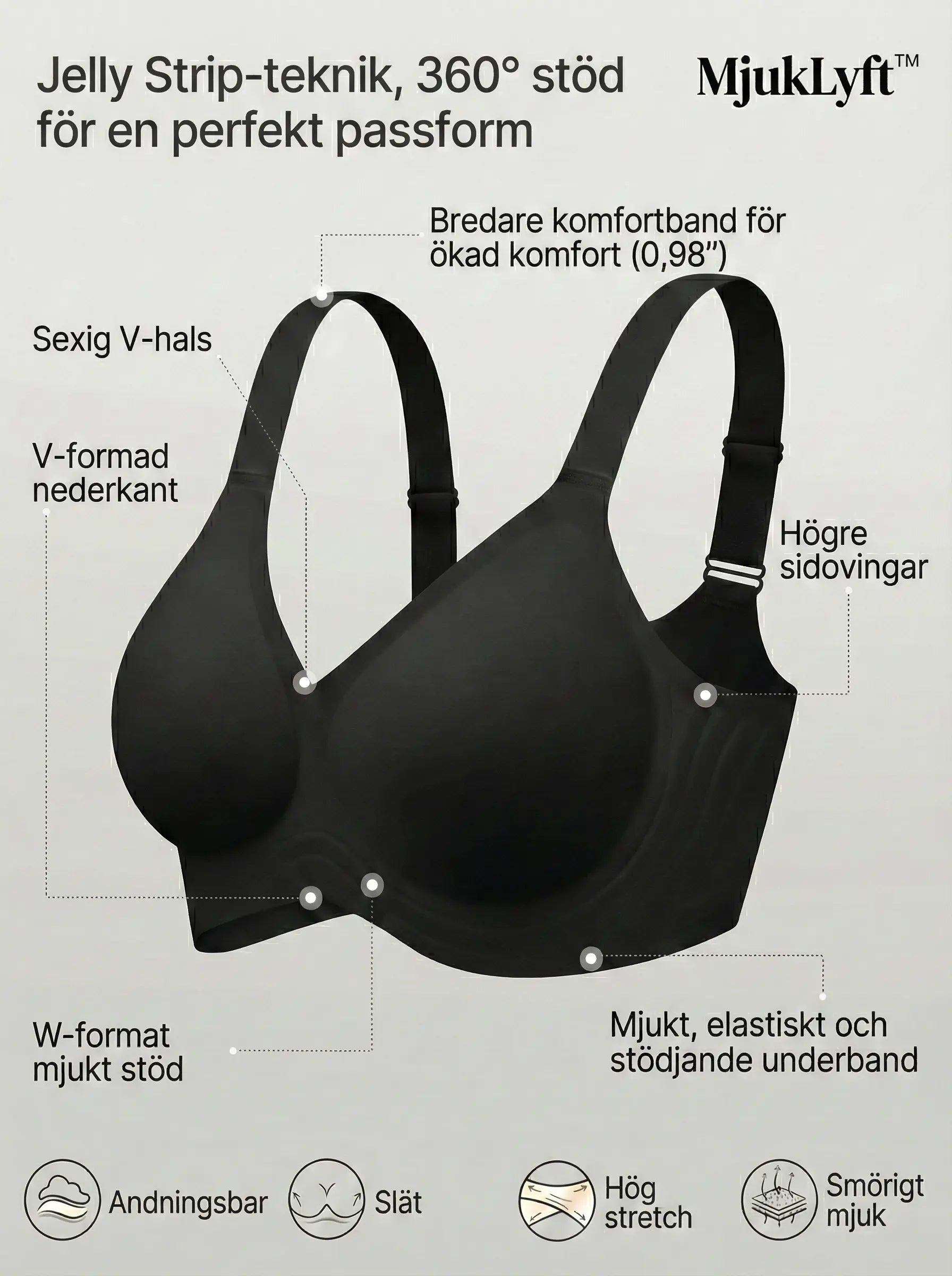 MjukLyft™ – Bygelfri Jelly-BH med Sömlöst Stöd